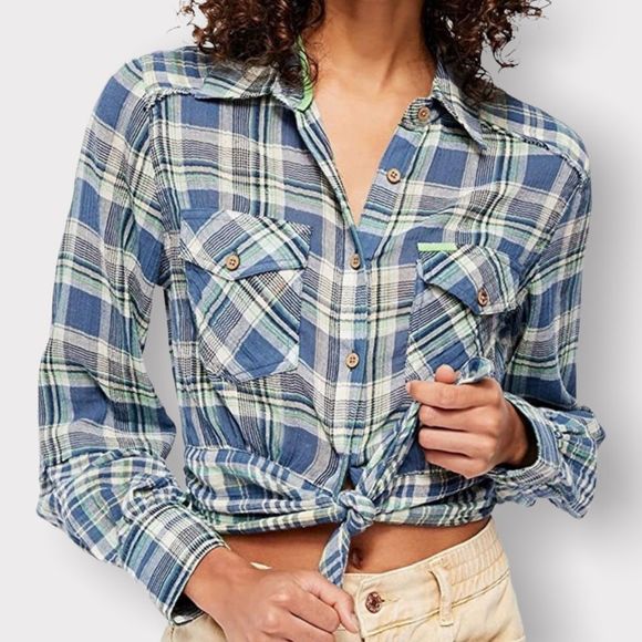 We The Free by Free People, First Bloom Plaid Top, Size XS - Picture 5 of 14
